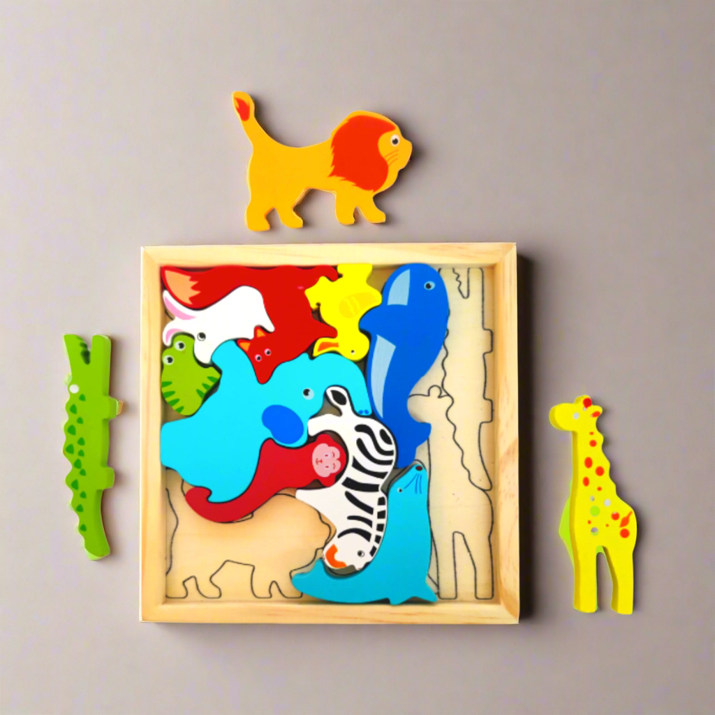 Wooden Puzzle tray - Wild Animals