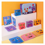 Face Change Expression Matching Puzzle - Wooden Cube Building Block Game for Kids & Families
