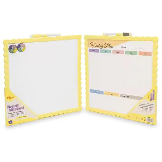 Double-Side Magnetic Whiteboard with to-Do List, Weekly Plan, 1 Whiteboard, 1 Dry-Erase Marker, 2 Magnets Whiteboard Set Random Colour (Whiteboard-29X29cm, Medium)