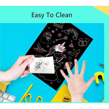 Rainbow Scratch Art Kit for Kids - 9 Double-Sided Cards with Coloring Pages & Stylus