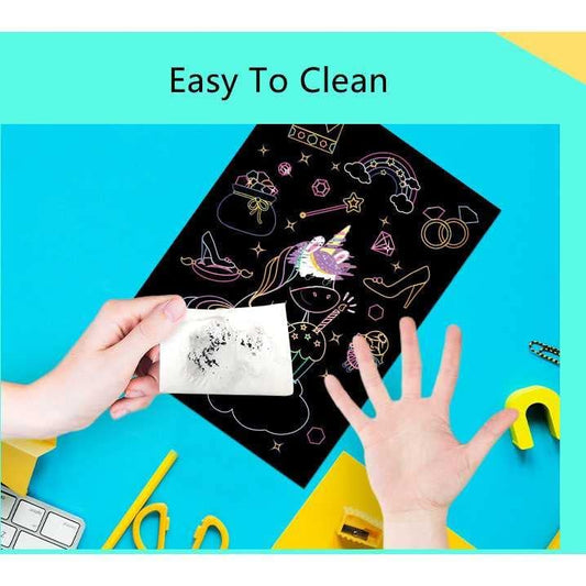 Rainbow Scratch Art Kit for Kids - 9 Double-Sided Cards with Coloring Pages & Stylus