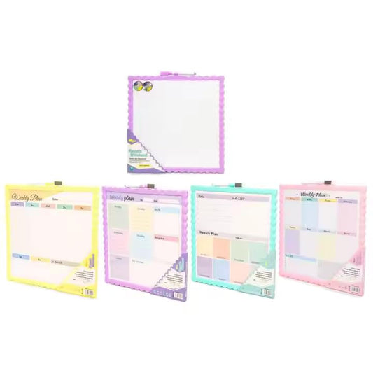 Double-Side Magnetic Whiteboard with to-Do List, Weekly Plan, 1 Whiteboard, 1 Dry-Erase Marker, 2 Magnets Whiteboard Set Random Colour (Whiteboard-29X29cm, Medium)