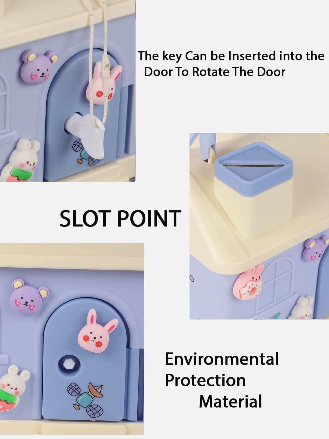 DIY House Piggy Bank for Kids - Lockable Money Saving Box with Key & Cute Stickers