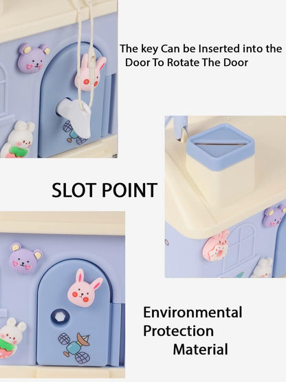 DIY House Piggy Bank for Kids - Lockable Money Saving Box with Key & Cute Stickers