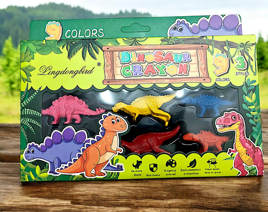 Dinosaur Shaped Crayons Set – 9 Bright Colors (3 Styles)
