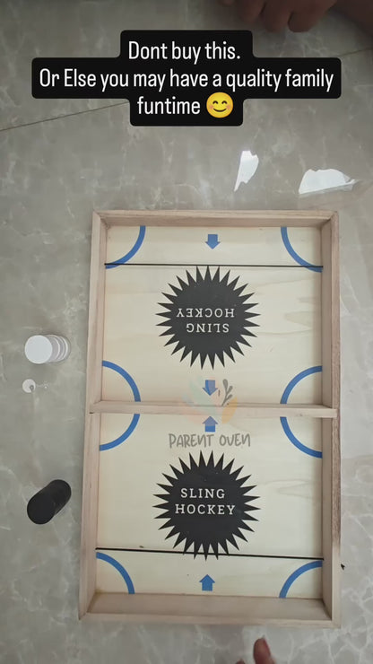 Slide Hockey Board Game for Kids and Adults, Large Size, Wooden Base, Easy Setup