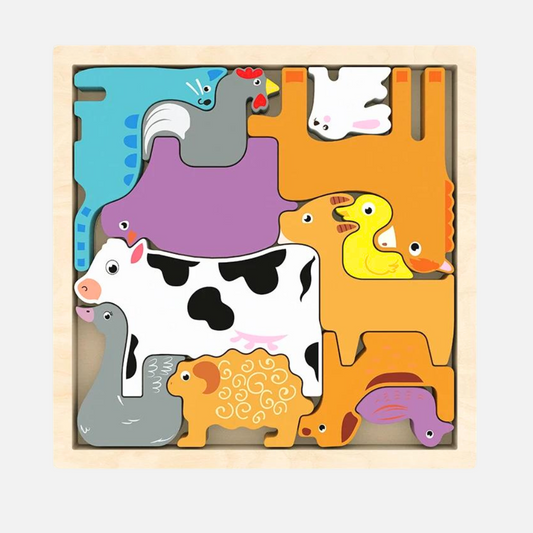 Wooden Puzzle Tray - Cattle