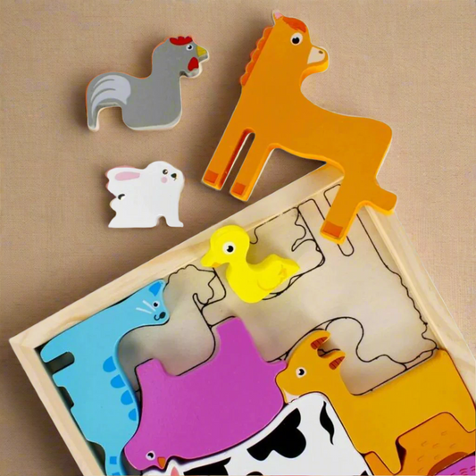 Wooden Puzzle Tray - Cattle