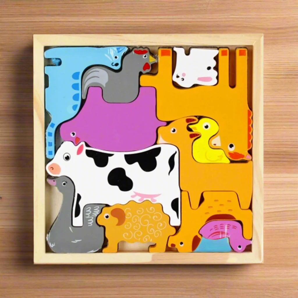 Wooden Puzzle Tray - Cattle