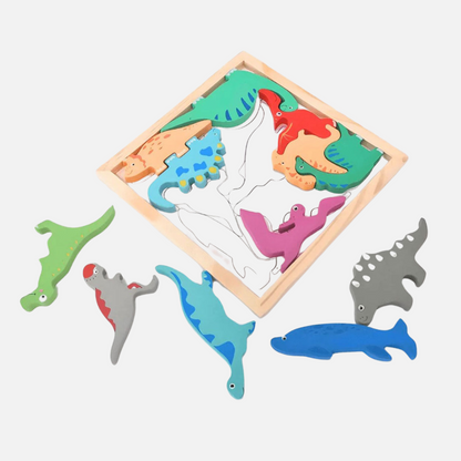 Wooden Puzzle tray - Dino theme