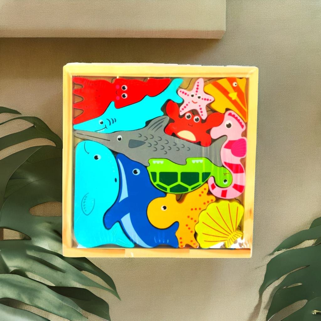 Wooden Puzzle tray - Marine Life
