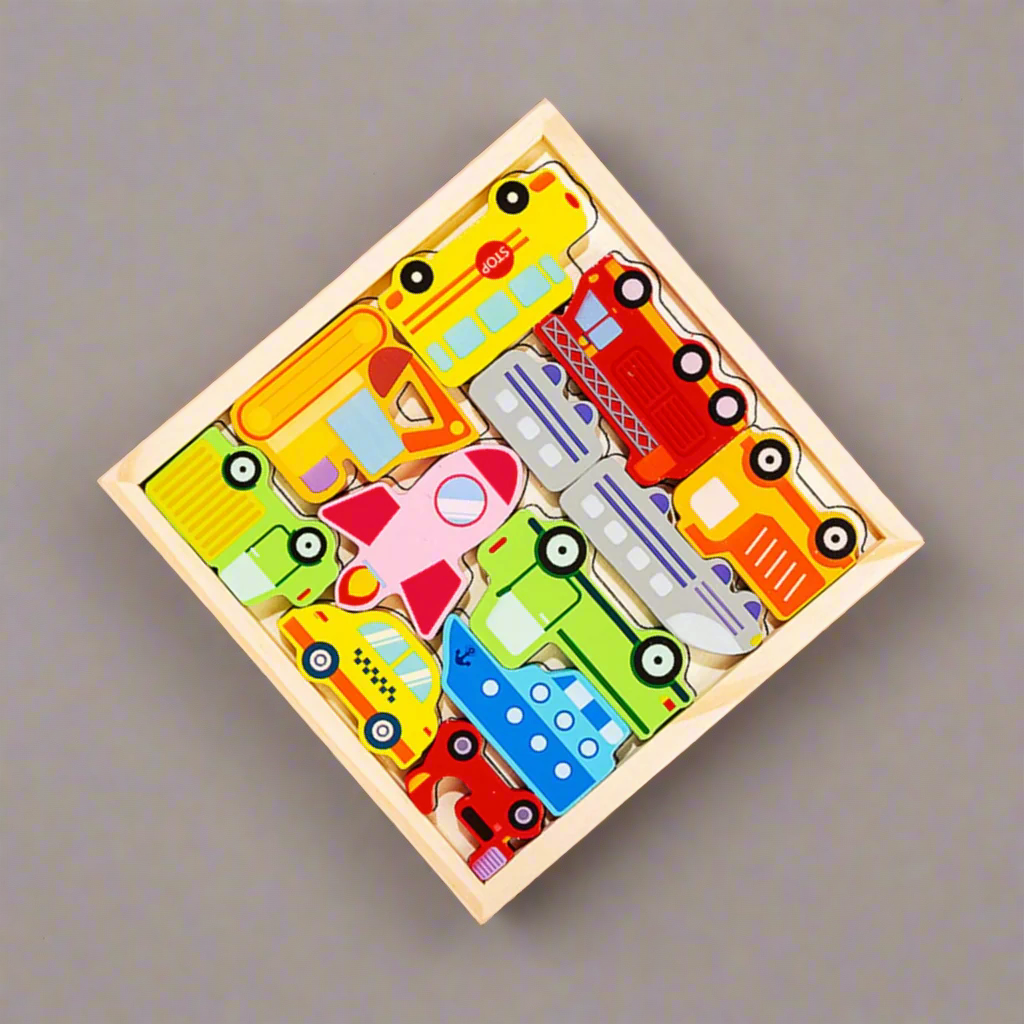 Wooden Puzzle tray - vehicles