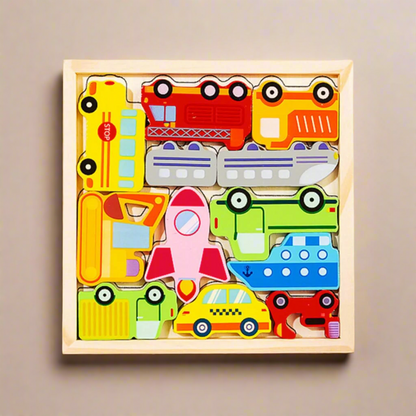 Wooden Puzzle tray - vehicles