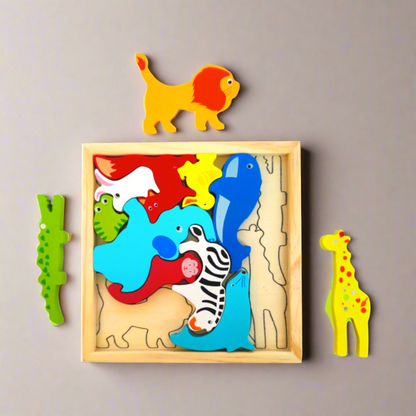 Wooden Puzzle tray - Wild Animals