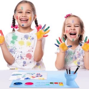 100% Non-Toxic Silicone Painting Mat 42 x 37 CM, 12 Paint Lines & Cleaning Cups for Kids, Non-Stick, Crafts, Resin, Clay, Play Doh, DIY - Image 6