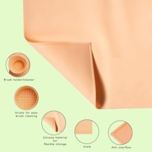 100% Non-Toxic Silicone Painting Mat 42 x 37 CM, 12 Paint Lines & Cleaning Cups for Kids, Non-Stick, Crafts, Resin, Clay, Play Doh, DIY - Image 9