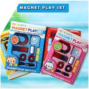 Cute Guys Magnet Play Set with Gentle Strength, Includes Horseshoe Magnets, Rings, Cylinders, 10 Pieces