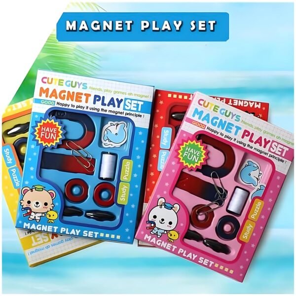 Cute Guys Magnet Play Set with Gentle Strength, Includes Horseshoe Magnets, Rings, Cylinders, 10 Pieces