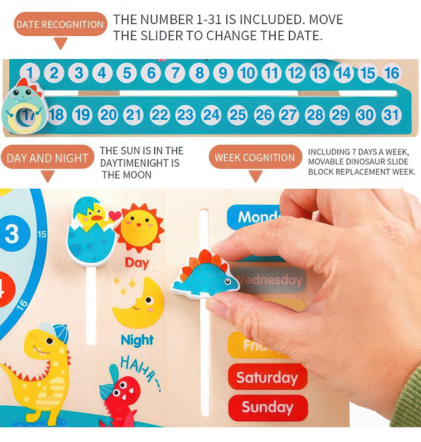 Dino board - Calendar, Clock, Seasons, Week, Day