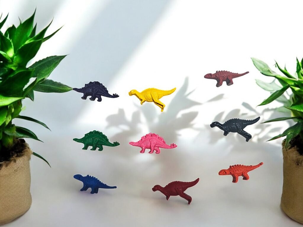 Dinosaur Shaped Crayons Set – 9 Bright Colors (3 Styles)
