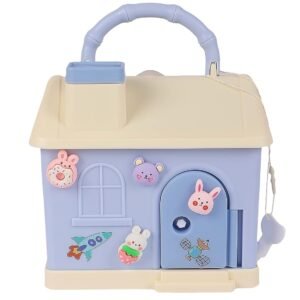 DIY House Piggy Bank for Kids - Lockable Money Saving Box with Key & Cute Stickers - Image 1
