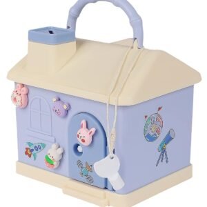 DIY House Piggy Bank for Kids - Lockable Money Saving Box with Key & Cute Stickers - Image 2