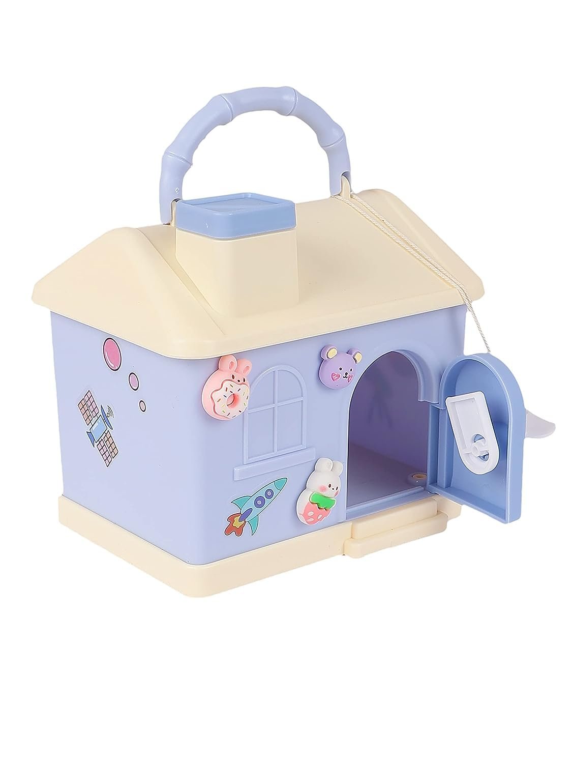 DIY House Piggy Bank for Kids - Lockable Money Saving Box with Key & Cute Stickers - Image 3