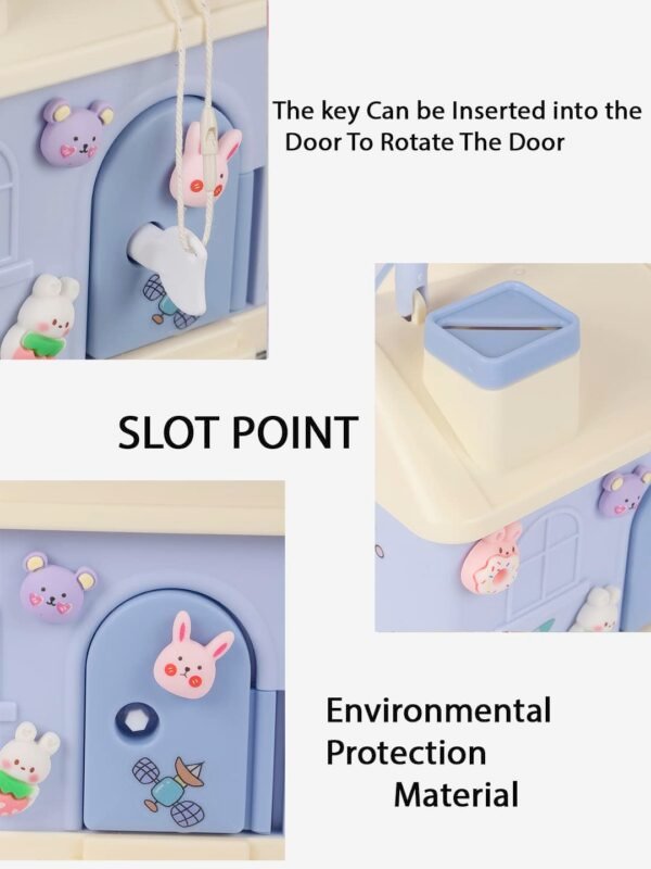 DIY House Piggy Bank for Kids - Lockable Money Saving Box with Key & Cute Stickers