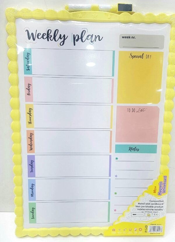 Double-Side Magnetic Whiteboard with to-Do List, 1 Whiteboard, 1 Dry-Erase Marker, 2 Magnets Whiteboard Set Random Colour (Whiteboard-28X39.5cm, Large)