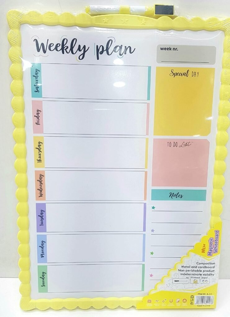 Double-Side Magnetic Whiteboard with to-Do List, 1 Whiteboard, 1 Dry-Erase Marker, 2 Magnets Whiteboard Set Random Colour (Whiteboard-28X39.5cm, Large)