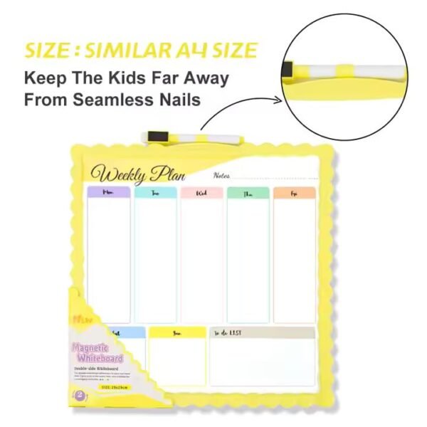 Double-Side Magnetic Whiteboard with to-Do List, Weekly Plan, 1 Whiteboard, 1 Dry-Erase Marker, 2 Magnets Whiteboard Set Random Colour (Whiteboard-29X29cm, Medium)