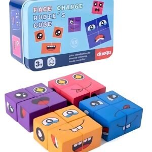 Face Change Expression Matching Puzzle - Wooden Cube Building Block Game for Kids & Families - Image 3