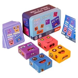 Face Change Expression Matching Puzzle - Wooden Cube Building Block Game for Kids & Families - Image 4