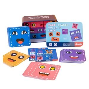 Face Change Expression Matching Puzzle - Wooden Cube Building Block Game for Kids & Families - Image 6