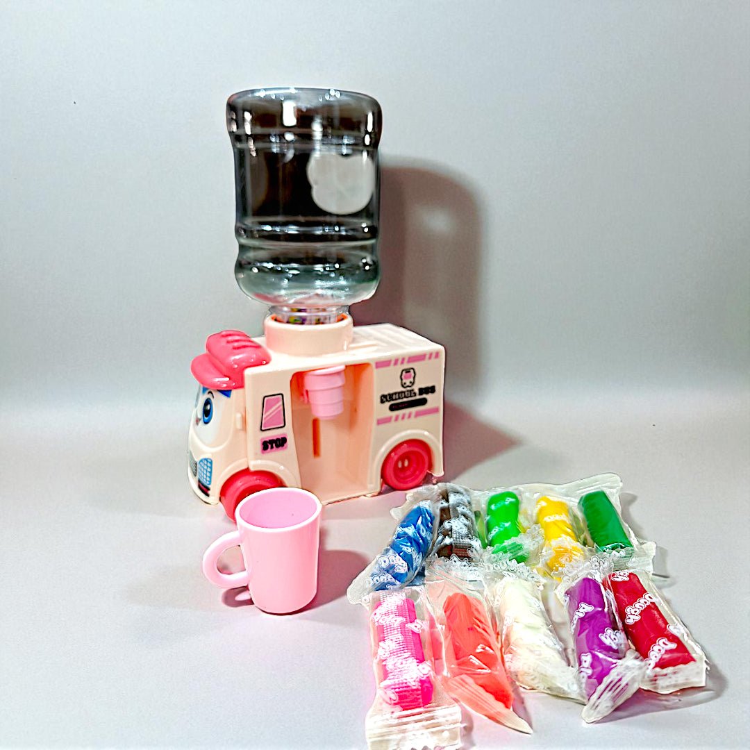 Kids Latest Mini Bus Water Dispenser with 12 Cotton Clay Toy (Pack of 1) Art Clay - Image 1
