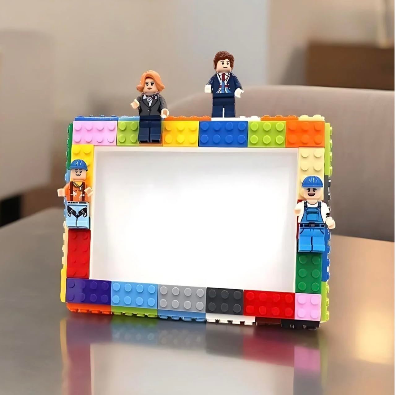 Lego Photo Frame for Kids, Building Blocks Photo Frame with family Figures and Blocks - Image 1