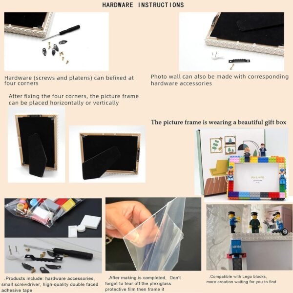 Lego Photo Frame for Kids, Building Blocks Photo Frame with family Figures and Blocks