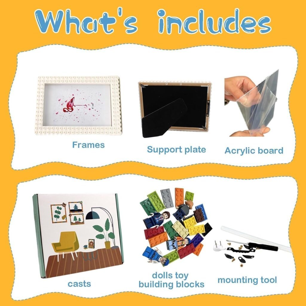 Lego Photo Frame for Kids, Building Blocks Photo Frame with family Figures and Blocks