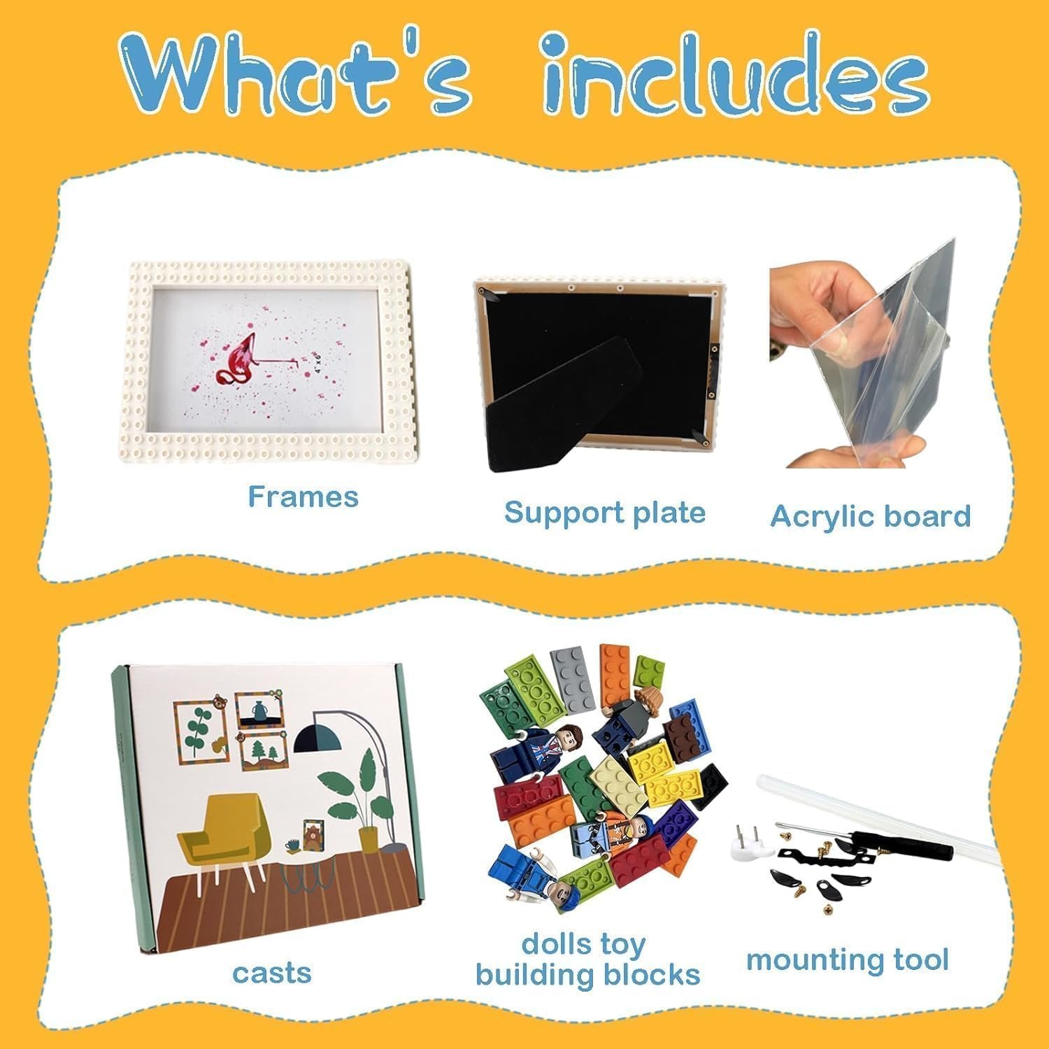 Lego Photo Frame for Kids, Building Blocks Photo Frame with family Figures and Blocks - Image 5