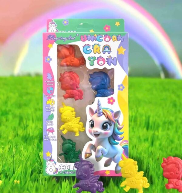 Lingdongshid Unicorn Shaped Crayons for Kids - 6-Piece Non-Toxic Set