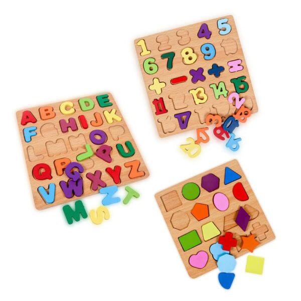 Set of 3: Numbers, Shapes, Alphabets