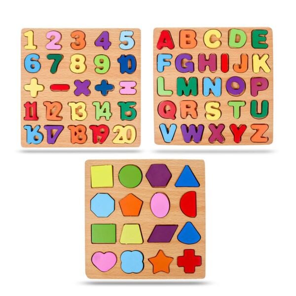 Set of 3: Numbers, Shapes, Alphabets