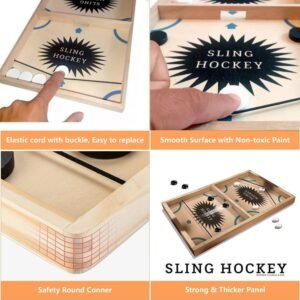 Slide Hockey Board Game for Kids and Adults, Large Size, Wooden Base, Easy Setup - Image 2