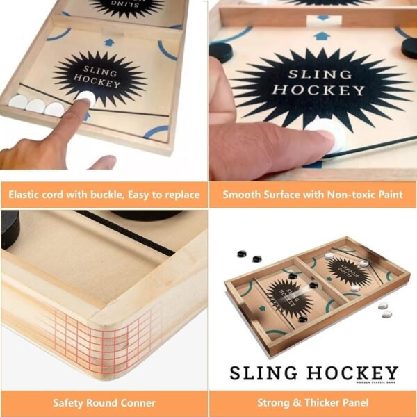 Slide Hockey Board Game for Kids and Adults, Large Size, Wooden Base, Easy Setup