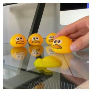 Vomiting Lazy Egg Yolk Stress Ball - Squeezable Gudetama Style Fidget Toy with Slime - Image 1