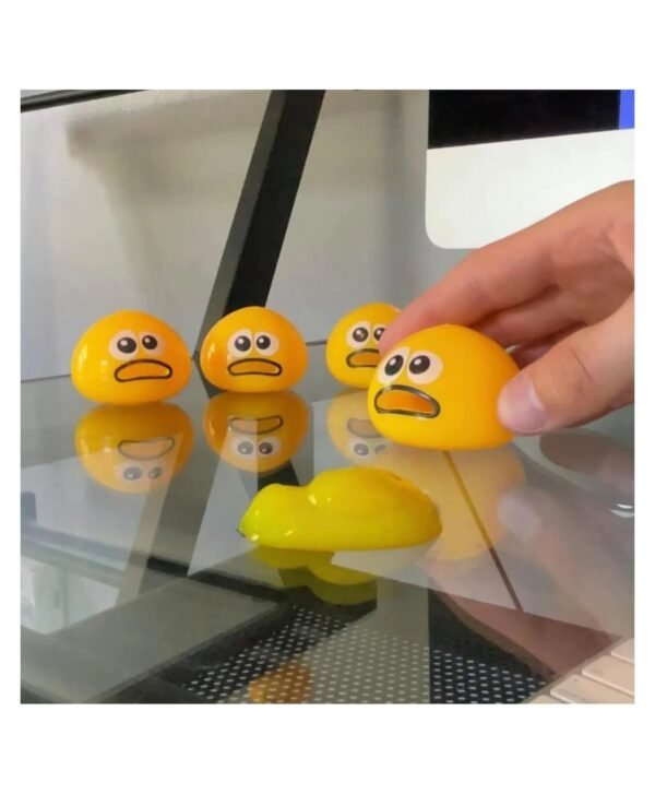 Vomiting Lazy Egg Yolk Stress Ball - Squeezable Gudetama Style Fidget Toy with Slime