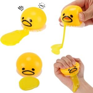 Vomiting Lazy Egg Yolk Stress Ball - Squeezable Gudetama Style Fidget Toy with Slime - Image 2