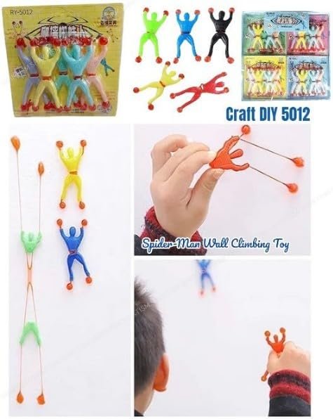 Wall Climbing Sticky Man Action Figures, Pack of 5Pc - 1 Pkt, Kids Fun Toy - Random Colour Dispatched