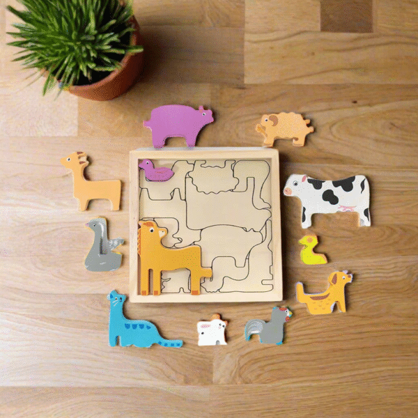 Wooden Puzzle Tray - Cattle