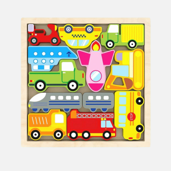 Wooden Puzzle tray - vehicles